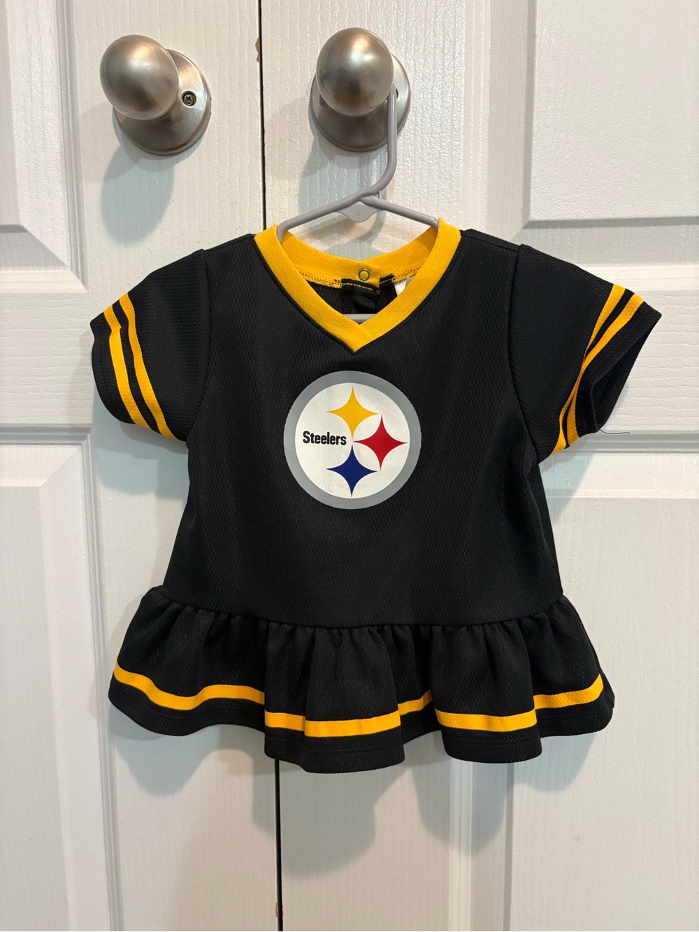 Pittsburgh Steelers Girls Black & Gold Team Peplum Dress and Diaper cover